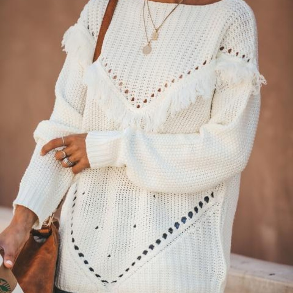 NWOT Love Tyrant Fringe Sweater